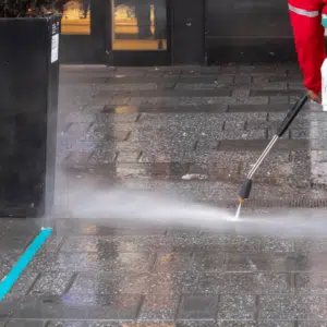 Commercial Pressure washing business storefront sidewalk in Stafford, VA by Sarp Services